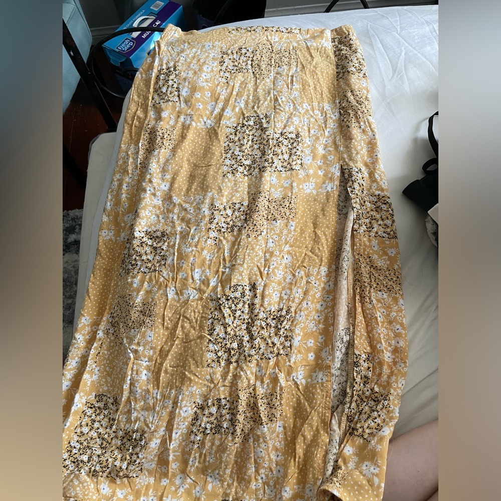 Floral Patchwork Yellow Skirt
